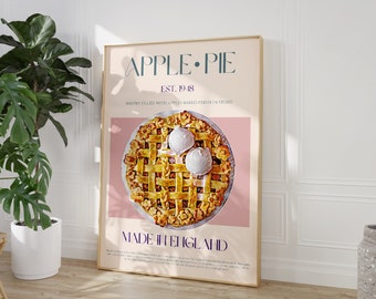 Apple Pie Print, DIGITAL DOWNLOAD, Retro Wall Art, Exhibition Print, Large Downloadable Print, Mid Century Modern, Kitchen Decor, Food Art