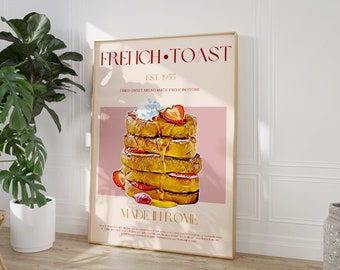 French Toast Print, DIGITAL DOWNLOAD, Food Art, Exhibition Print, Kitchen Wall Art, Kitchen Decor, Large Printable Art, Mid Century Modern