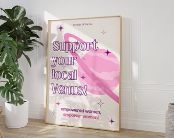 Venus Print, Digital Download, Large Printable Art, Retro Quote Wall Art, Feminism Wall Art, Affirmation Print, Women Supporting Women Art