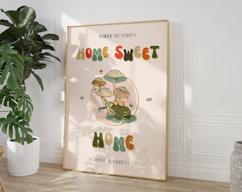 Home Sweet Home, DIGITAL DOWNLOAD, Trendy Wall Art, Retro Quote Wall Print, Large Printable Art, Retro Art Print, Wall Decor, Wall Art
