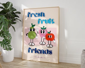 Fruit Wall Art, Downloadable Print, Wall Decor, Large Printable Art, Character Print, Downloadable Print, Digital Download Print