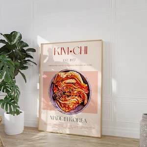 Kimchi Poster, digitaler Download, druckbare Kunst, modernes Küchendekor, koreanische Food Art, Retro Wandkunst, Ramen Print, Kitchen Print, Food Art