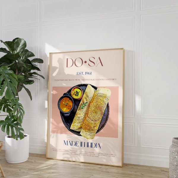 Dosa Print, Digital Download, Large Printable Art, Mid Century Modern, Exhibition Poster, Retro Wall Art, Indian Food Art, India Poster