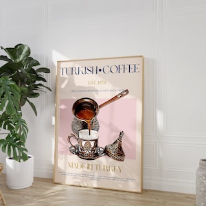 Turkish Coffee Print, Digital Download, Downloadable Print, Turkey Print, Turkish Art, Mid Century Modern, Exhibition Poster, Retro Poster