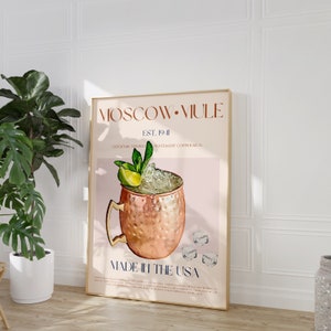 Moskauer Maultier Druck, DIGITALER DOWNLOAD, großes druckbares Kunstwerk, Cocktaildruck, Barwagendruck, Bar Plakat, moderne Küchendeko, Vintage Plakat