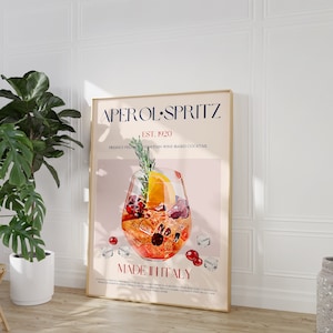 Aperol Spritz Print, Digitale Download, Downloadbare Print, Cocktail Print, Mid Century Modern, Exhibition Poster, Bart Cart Print, Bar Art