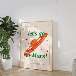 Mars Print, Retro Mars Poster, Retro Quote Wall Art, Retro Ad Print, Space Art Print, Digital Download, Large Printable Art, Downloadable