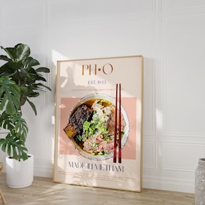 Impressão Pho, download digital, arte para impressão grande, moderno de meados do século, pôster de exposição, arte de parede retrô, pôster vintage, impressão de restaurante