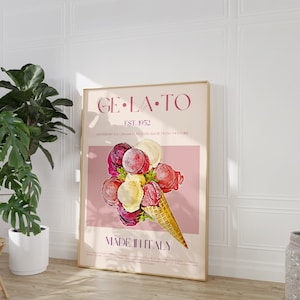 Gelato Print, Italian Poster, Ice Cream Poster, Digital Download, Large Downloadable Print, Modern Kitchen Decor, Retro Poster, Vintage Art