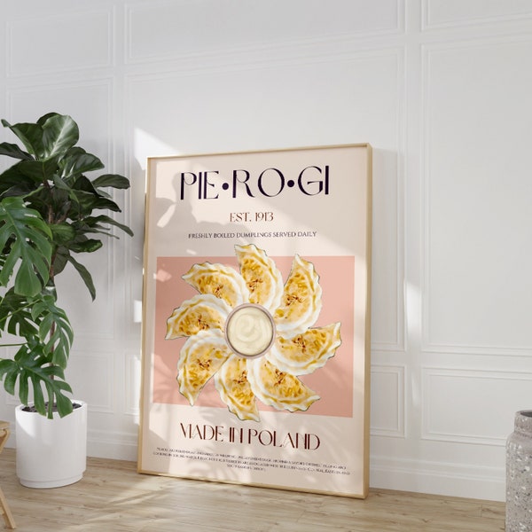 Pierogi Food Poster, Digital Download, Downloadable Print, Mid Century Modern, Exhibition Poster, Food Poster, Kitchen Print, Poland Poster