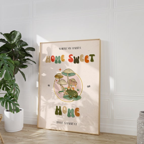 Home Sweet Home, DIGITAL DOWNLOAD, Trendy Wall Art, Retro Quote Wall Print, Large Printable Art, Retro Art Print, Wall Decor, Wall Art
