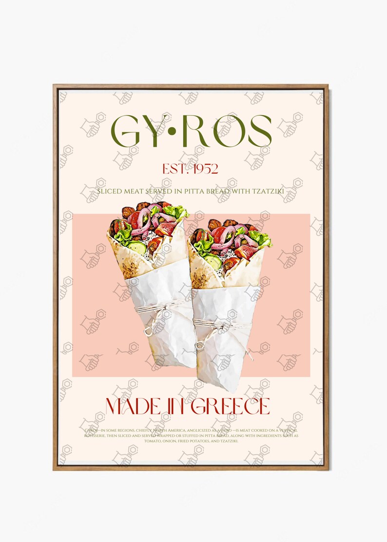 Gyros Graphics Gyros Food Print, DIGITAL DOWNLOAD, Large Downloadable Art, Greece ...