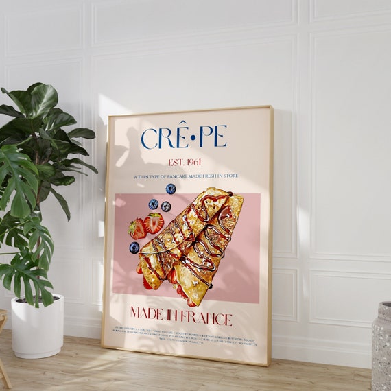 Crêpe Print, DIGITAL DOWNLOAD, French Food Print, Exhibition Poster, Mid Century Modern, Downloadable Art, Retro Wall Print, Kitchen Print