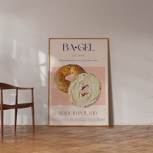 Bagel Print, DIGITAL DOWNLOAD, Large Downloadable Print, Mid Century Modern, Exhibition Poster, Retro Wall Art, Vintage Poster, Food Art image 2