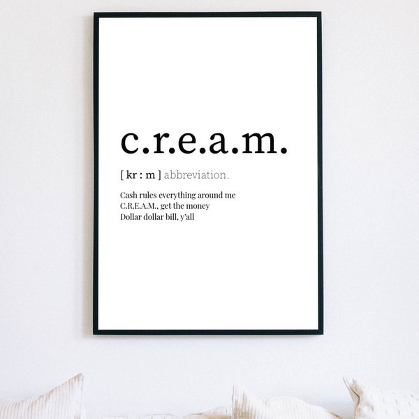 C.R.E.A.M. - Wu Tang Clan -Fashionable dictionary style art