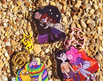 Adventure Time Glitter Acrylic Keychains