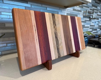 Grenn Exotic Hardwood Cutting Board, Cherry Maple Purpleheart Walnut 22"
