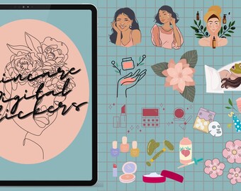 Spa Beauty Goodnotes Stickers | Beauty Stickers, Functional Planner Stickers | Chic Clipart, Planning, Digital Stickers