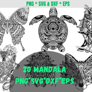 Mandala, Mandala Png Bundle, Mandala Flower, Mandala cut file for cricut silhouette, 20 Mandala Design file, Mandala Dxf