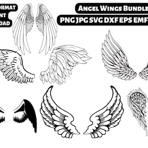 Angel Wings Svg Bundle, Angel Png, Wings Jpg, Angel Wings Clip Art Dxf, Wings Cut File, Angel Wings Clipart pour Cricut