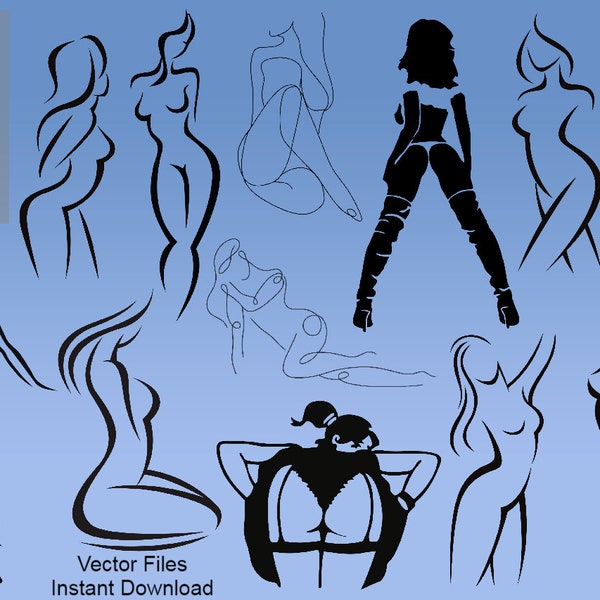 Sexy girl, Sexy woman Dxf, Sexy Silhouette Png, Black silhouette Svg, Women silhouette, Erotic Stickers