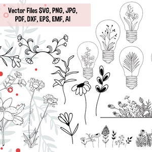 Wildflowers SVG Bundle | Svg file for Cricut | Vector Dxf, Eps, Emf, Ai, Wildflower Bouquet Png, Jpg | Floral Svg, Commercial use