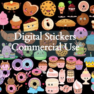 Kawaii Cute Donuts Doodles | Sweets Clipart, Cute Donut Clipart, Pink Donut, Chocolate Donut, Instant Download, Printable