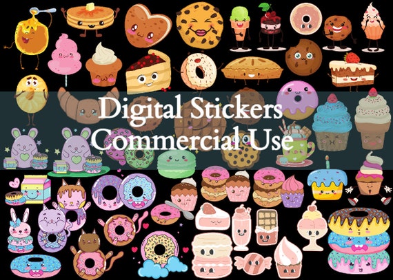 Kawaii Cute Donuts Doodles | Sweets Clipart, Cute Donut Clipart, Pink Donut, Chocolate Donut, Instant Download, Printable