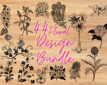 Floral Printable Stickers | Svg Floral Design, Png Floral Design | Wildflower Printable Clipart | Floral arrangement svg, flower png