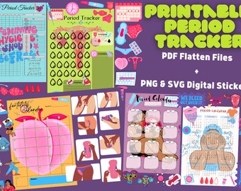 Printable Period Tracker, Digital Stickers, Period Symptom Tracking, Fertility Tracker, Monthly period tracker, PDF menstrual cycle tracker