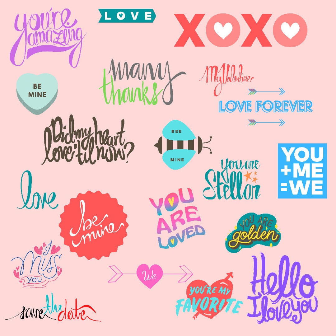 40 Cropped February Digital Stickers Valentine's Day Digital Stickers PNG  Cropped Digital Planner Stickers Functional Stickers 