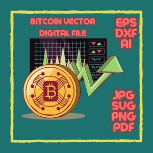 Vector Digital Bitcoin Svg + Png + Jpg + Eps + Dxf + Pdf + Ai | Cryptocurrency Graphic | Digital Download File