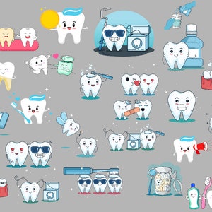 60 Dentistry DIGITAL STICKERS | Cropped PNG files | Printable medical dentist stickers, instant download