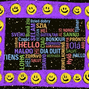 Hello In Many Languages SVG, Hello Print, Bonjour, Cricut, Silhouette, Cut File, Hello in Different Languages, Multilinagual Hello Png, Dxf