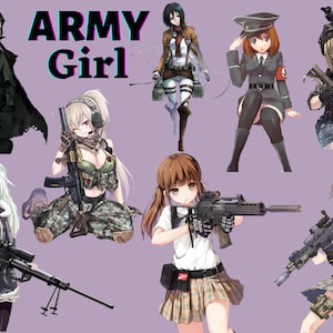 Army Clipart | Military Woman | Anime Military Girl | Cute Army Girl | Female Army Clipart | PNG Anime Clipart | Military Anime Png