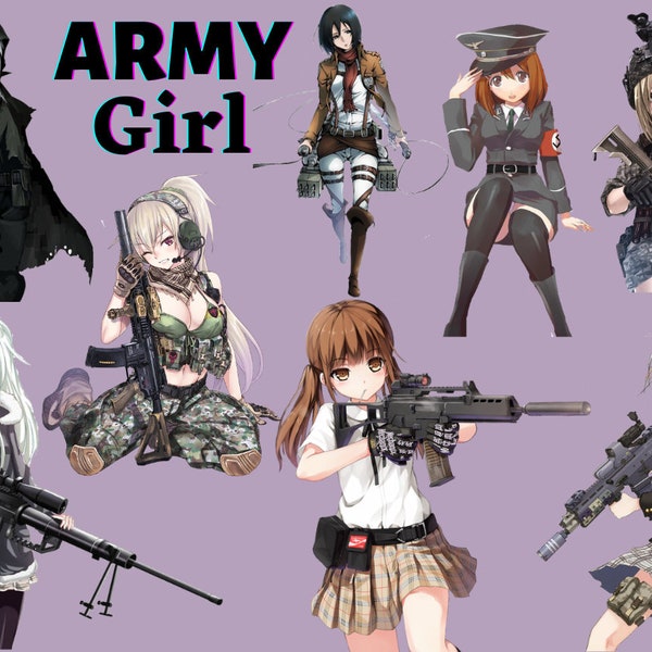 Clipart dell'esercito / Donna militare / Ragazza militare anime / Ragazza carina dell'esercito / Clipart dell'esercito femminile / PNG Anime Clipart / Anime militare Png