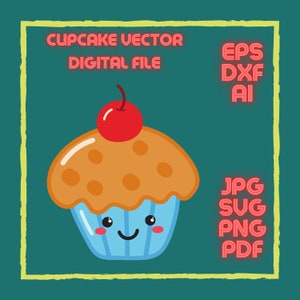 Kawaii Cupcake Sticker | Cute cupcake, Cupcake SVG, Cupcake clipart, Cupcake icon, Cupcake Vector Sticker