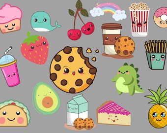 Stickers Food Stickers Laptop Vinyl Stickers Cute Animals - Etsy