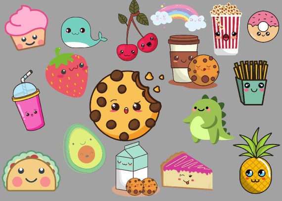 100 Kawaii Digital Stickers Cute Stickers Cute Kawaii Food Stickers Cactus  Stickers, Books Stickers PNG Pre-cropped 