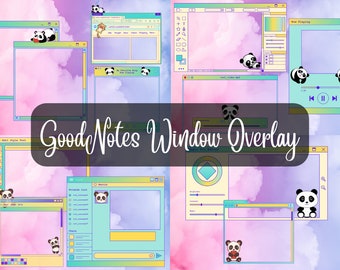 Window Overlay Digital Stickers | Aesthetic Goodnotes Stickers | Panda Pop Up Window | Kawaii Cute Panda | individual PNG stickers