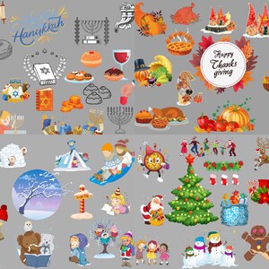 Holidays Digital Stickers, Hannukah&#39;s day, Thanksgiving&#39;s day, Xmas&#39;s day, St Patrick&#39;s day | Instant Download, PNG digital stickers