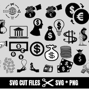 Money Svg, Money Png, Portafoglio Svg, Money SVG Bundle, Money Bag svg, Dollar Sign svg, Cash svg, Monete svg, Banconote svg