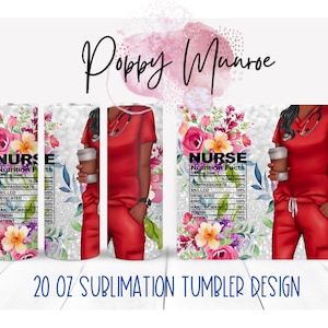 20 oz Skinny Nurse Tumbler Wrap Png, Glass Can Sublimation Design, Digital Download, Libbey cup