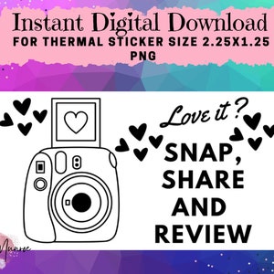 Love it Snap Share Bewertung Thermal PNG Download | Verpackung Sticker Kleinunternehmer | Sticker für Rollo/Munbyn Drucker