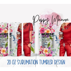 20 oz Skinny Nurse Tumbler Wrap Png, Glass Can Sublimation Design, Digital Download, Libbey cup