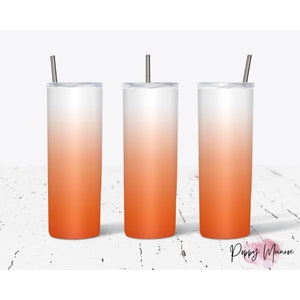 20oz Skinny Tumbler Wrap, Orange Ombre Sublimation, Digital Files, Orange Skinny, Straight Tumbler. Tapered Tumbler, Warped