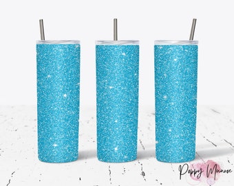 20 oz Tumbler Wrap, Blue Glitter Ombre Sublimation, Digital Files, Blue Tumbler, Glitter Skinny