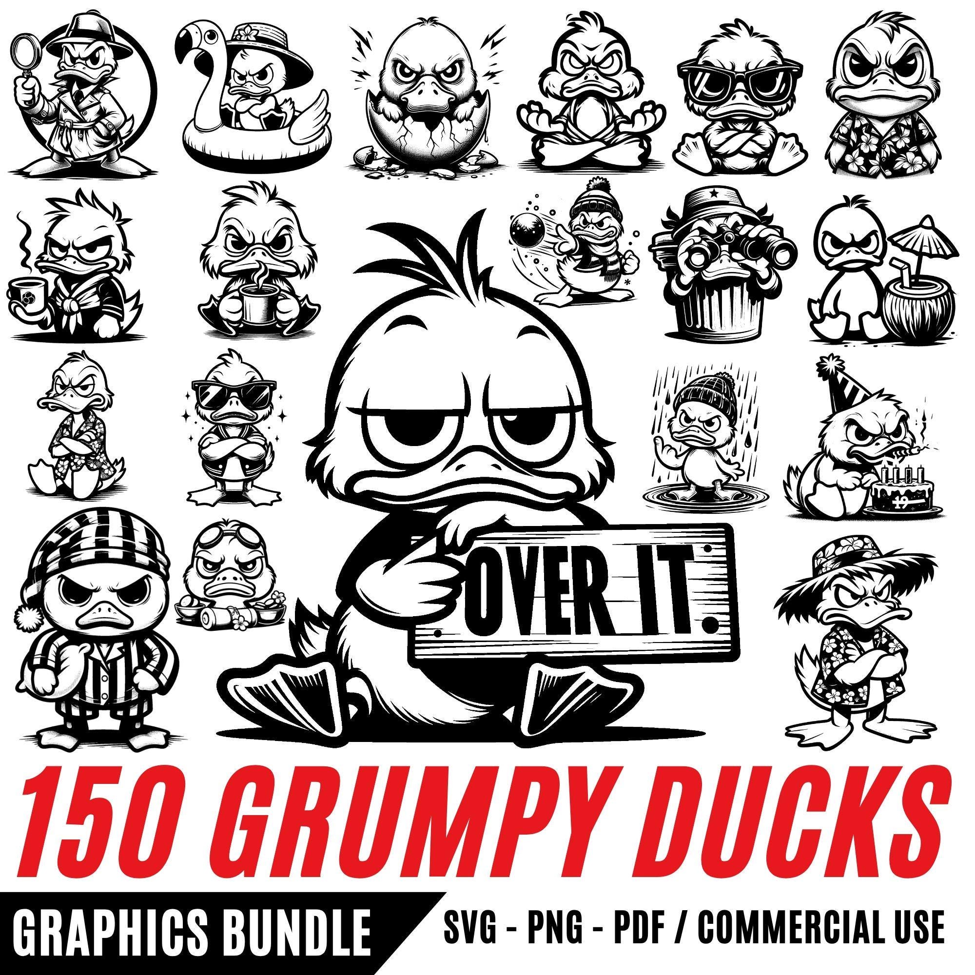 Grumpy Ducks SVG Bundle, Funny Duck Clipart, Sarcastic Duck Sayings Svg ...