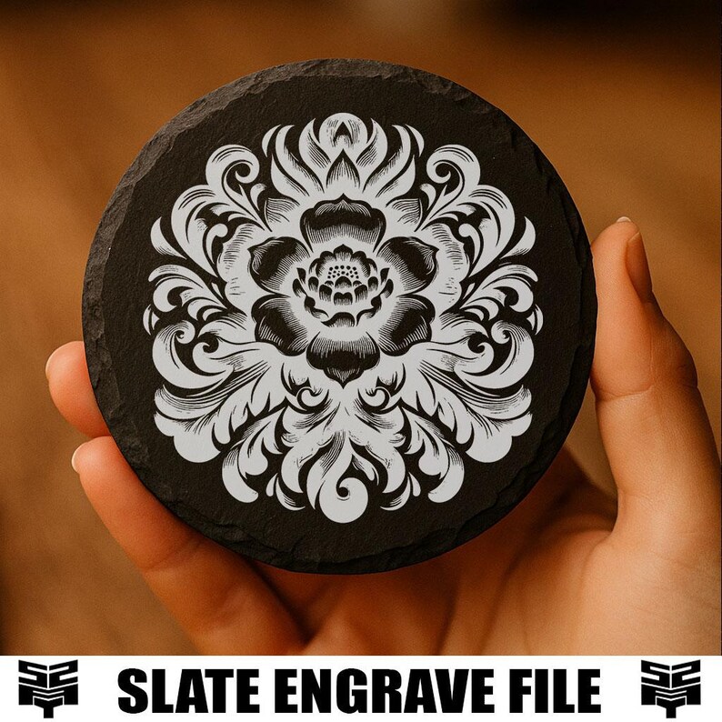 Slated Ink Pattern Slate Engraving Tooled Leather Pattern Bundle, Western Floral Vector ...