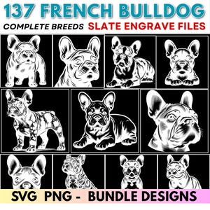 137 French Bulldog Slate Engrave Bundle, Slate Engraving PNG, Slate Dog PNG Bundle, Puppy Slate Engraving Design, Engraving Dog SVG